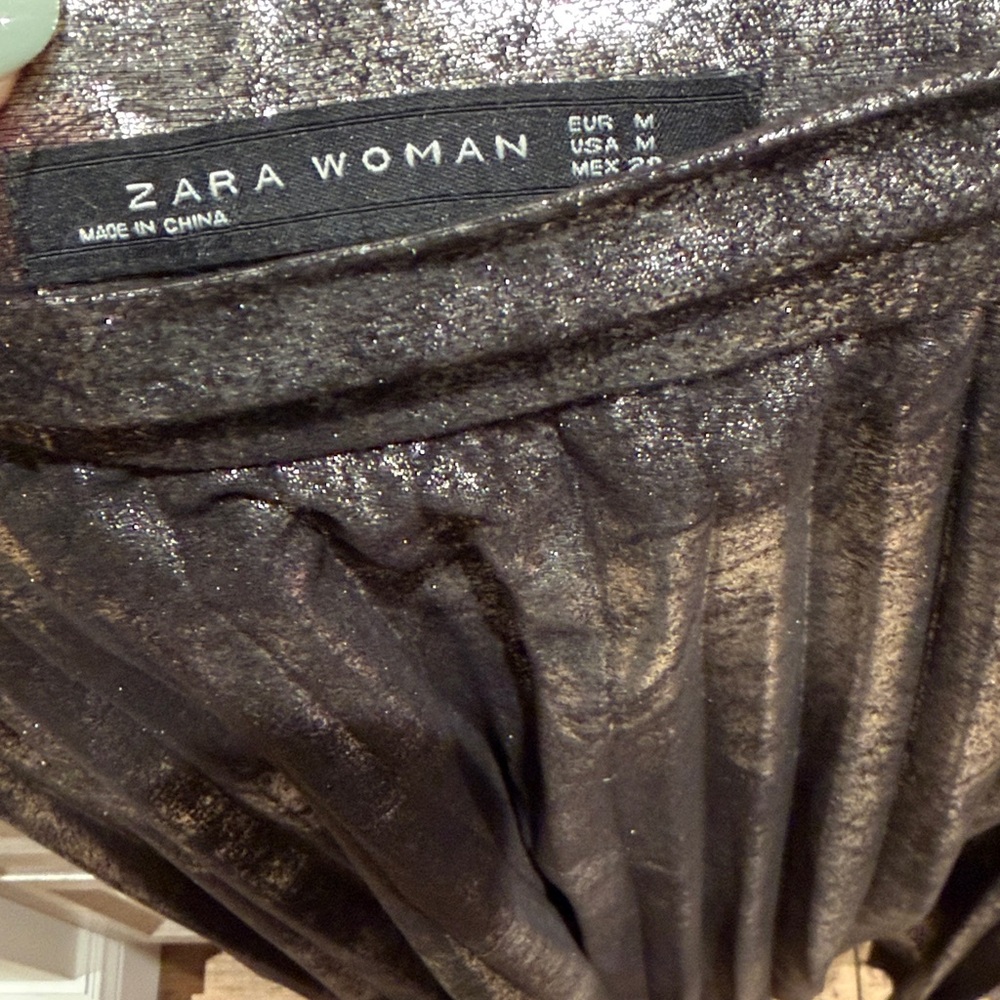 Zara Metallic Black A-Line Skirt - Picture 3 of 4